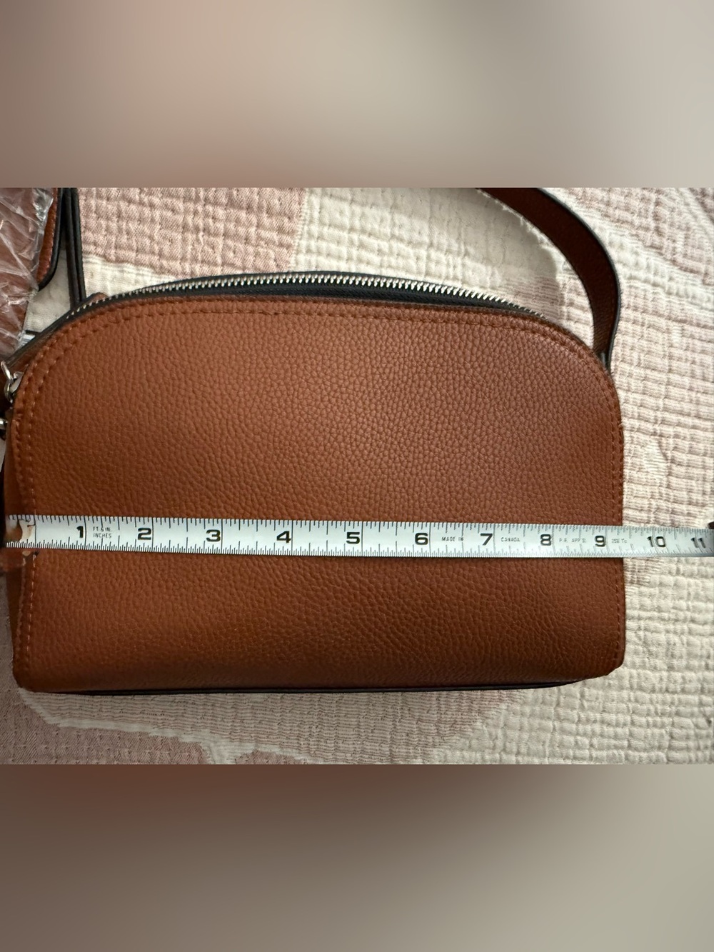 NWT RUSTY-BROWN DOUBLE-ZIPPERED CROSS-BODY PURSE - Picture 11 of 14